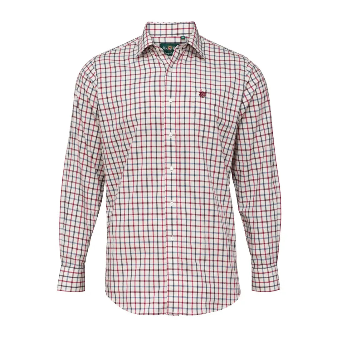 Alan Paine Ilkley kids shirt with plaid pattern, collar, and small chest logo