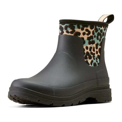 Stylish Kelmarsh Shortie Rubber Boots with leopard print, perfect for country clothing or hunting