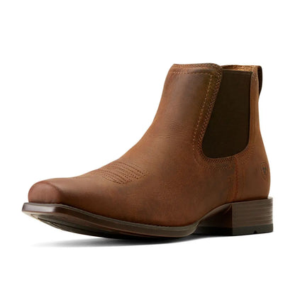 Brown leather Chelsea boot with square toe from Ariat Mens Booker Ultra collection