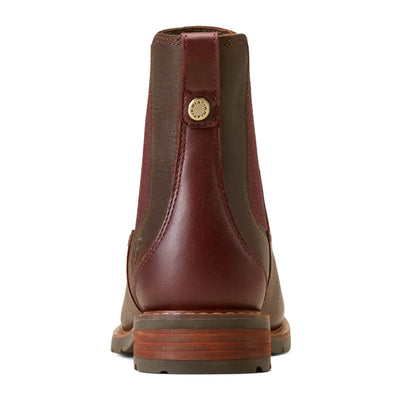 Ariat Wexford waterproof boots featuring a burgundy and brown two-tone leather design