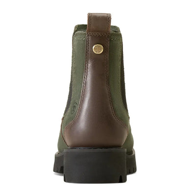 Green and brown leather Ariat Wexford Lug Waterproof Chelsea Boots with chunky sole