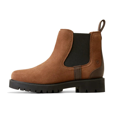 Brown leather Chelsea boot with chunky sole, perfect for country clothing and hunting