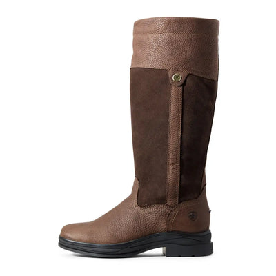 Brown leather knee-high riding boot with two-tone design, perfect Ariat Windermere II Waterproof