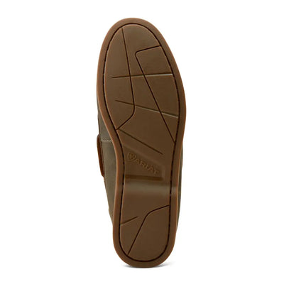 Sole of Ariat Womens Antigua Boat Shoes showing unique geometric tread pattern