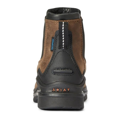 Ariat Womens Barnyard Twin Gore II Waterproof Boots with brown leather and black rubber sole