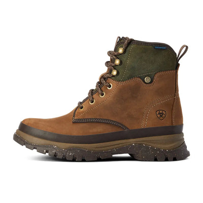 Rugged brown leather Ariat Womens Moresby Waterproof Boots for hunting and outdoors adventures