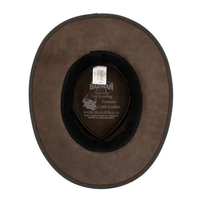 Stylish Brown Leather Cowboy Hat with Black Band - Perfect Oiled Leather Hats for Adventure