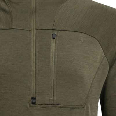 Beretta Apollo Merino hoodie in olive green merino wool with ribbed texture
