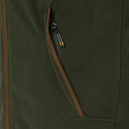 Green fleece jacket pocket on Beretta Arlington Vest perfect for country hunting outdoors