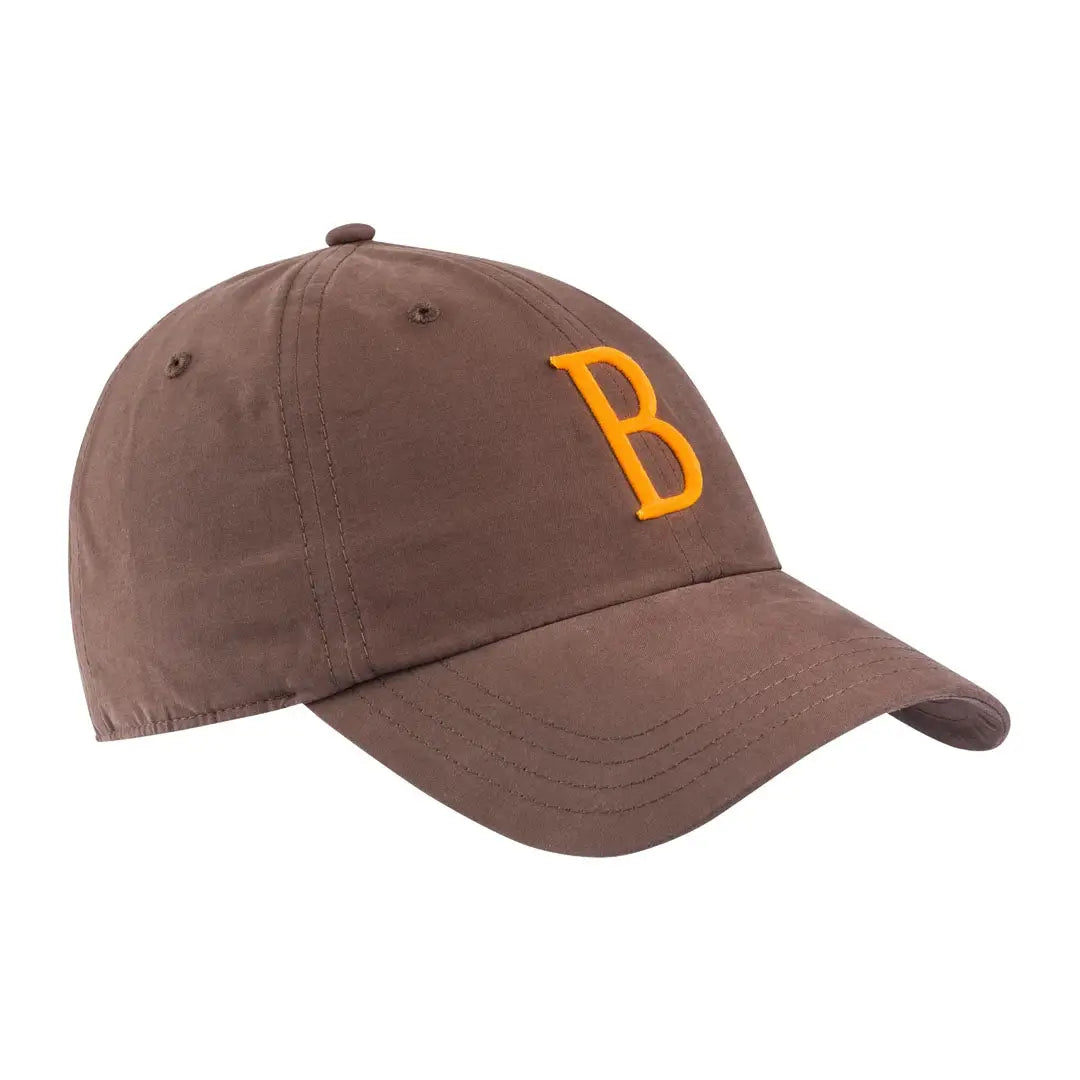 Brown Beretta Big B Cap with orange B, perfect for country clothing and outdoor adventures