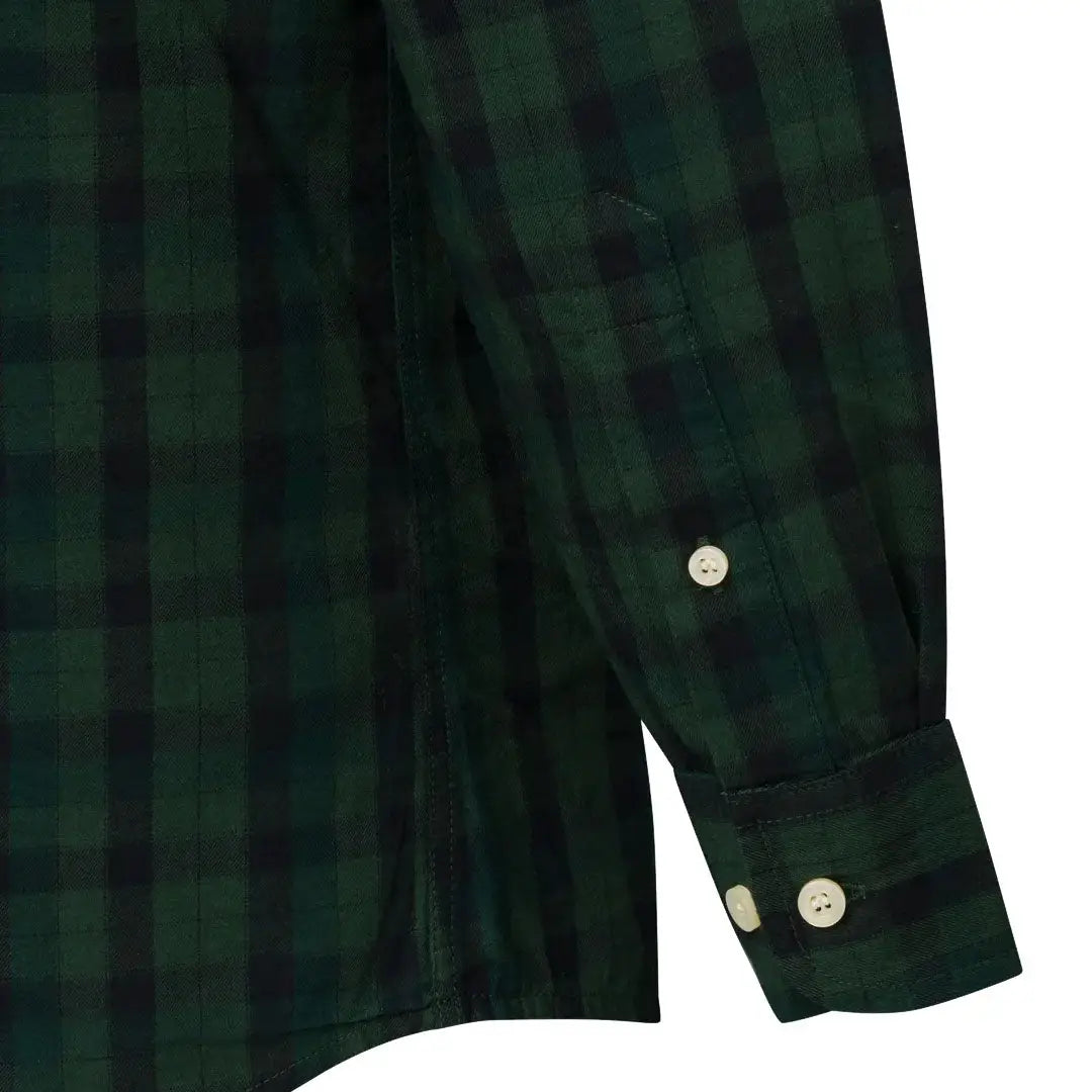 Green and black plaid sleeve on Beretta Bryggen Shirt perfect casual look