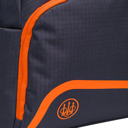 Dark gray challenge backpack with orange accents perfect for hunting and country clothing