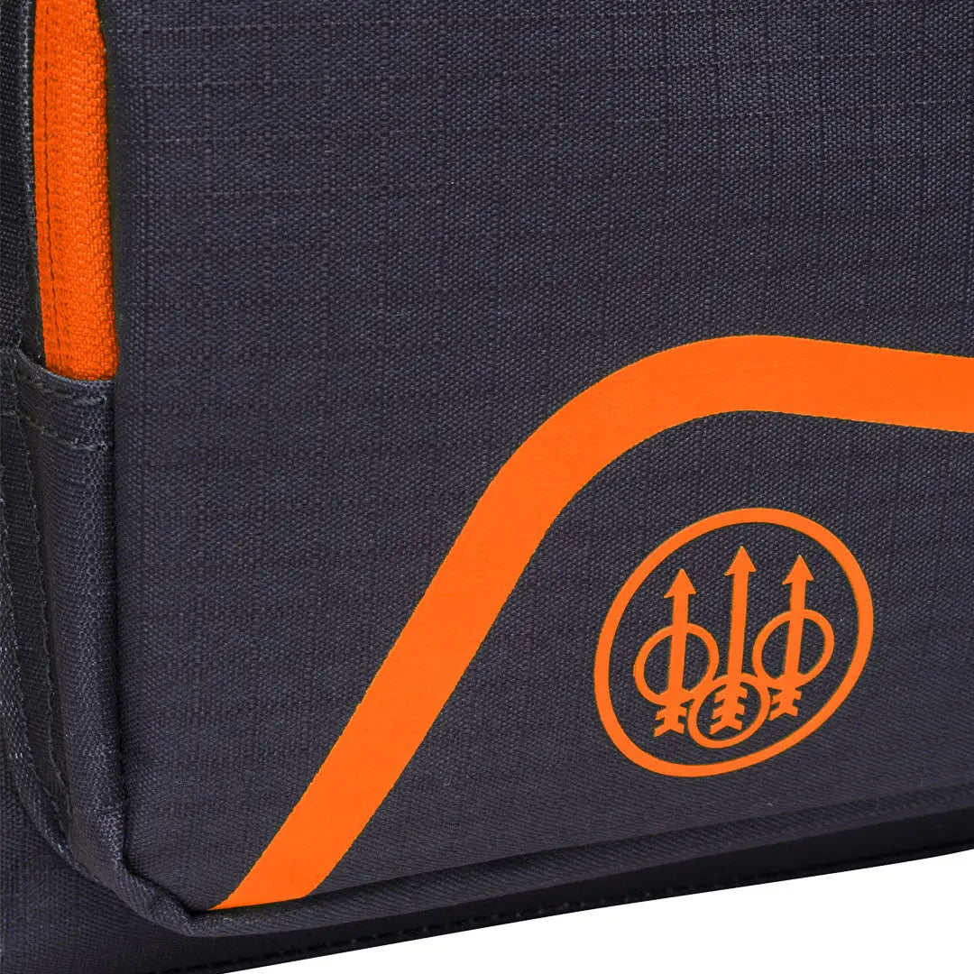 Gray fabric Beretta Challenge Cart bag with orange accents for easy carrying
