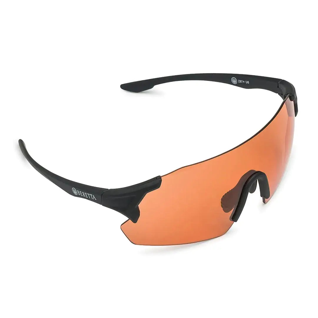 Orange-lensed sports sunglasses with black frames for Beretta Challenge EVO eyeglasses