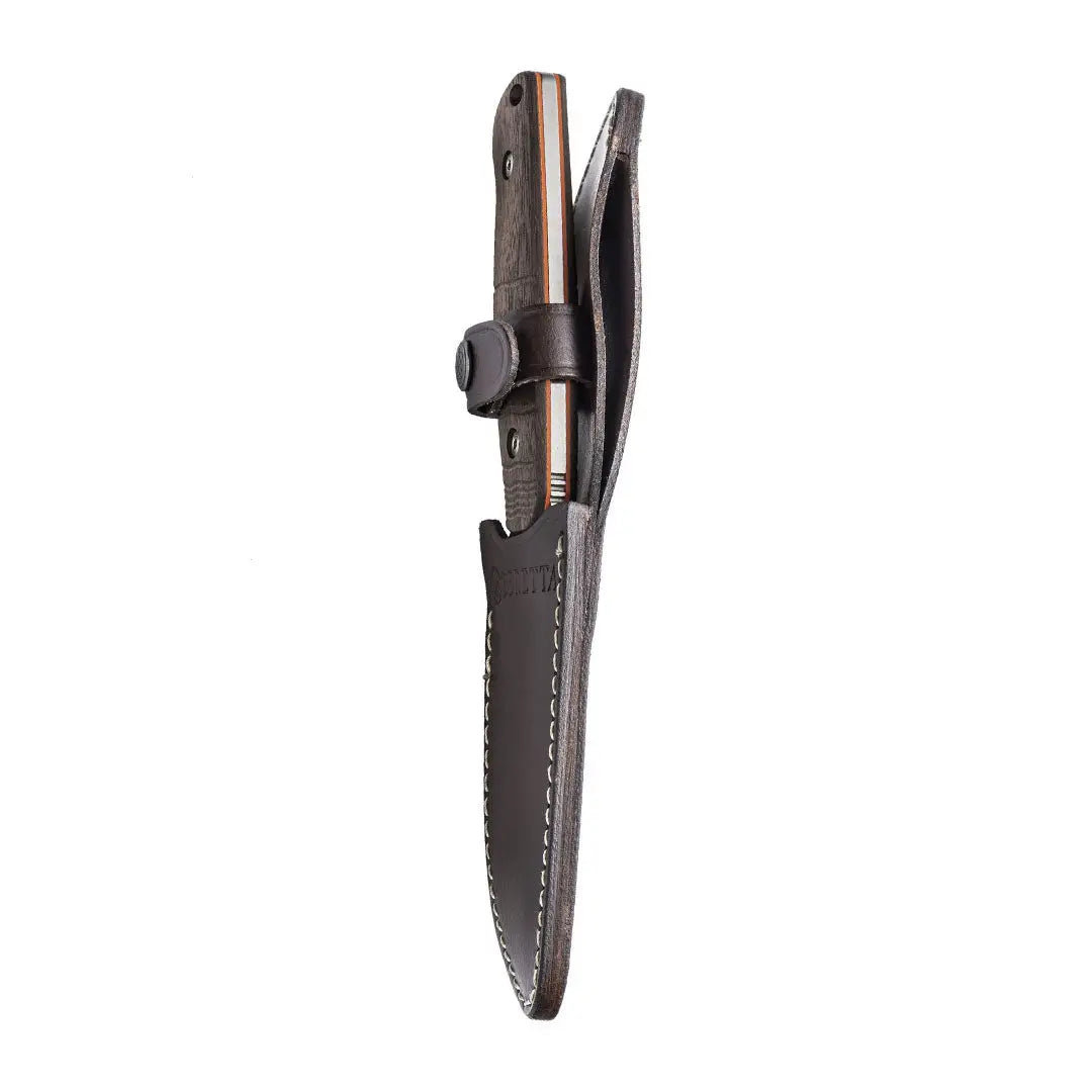 Beretta Chamois fixed blade knife in sleek brown leather sheath