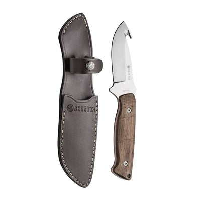 Beretta Chamois fixed blade knife with wooden handle and leather sheath