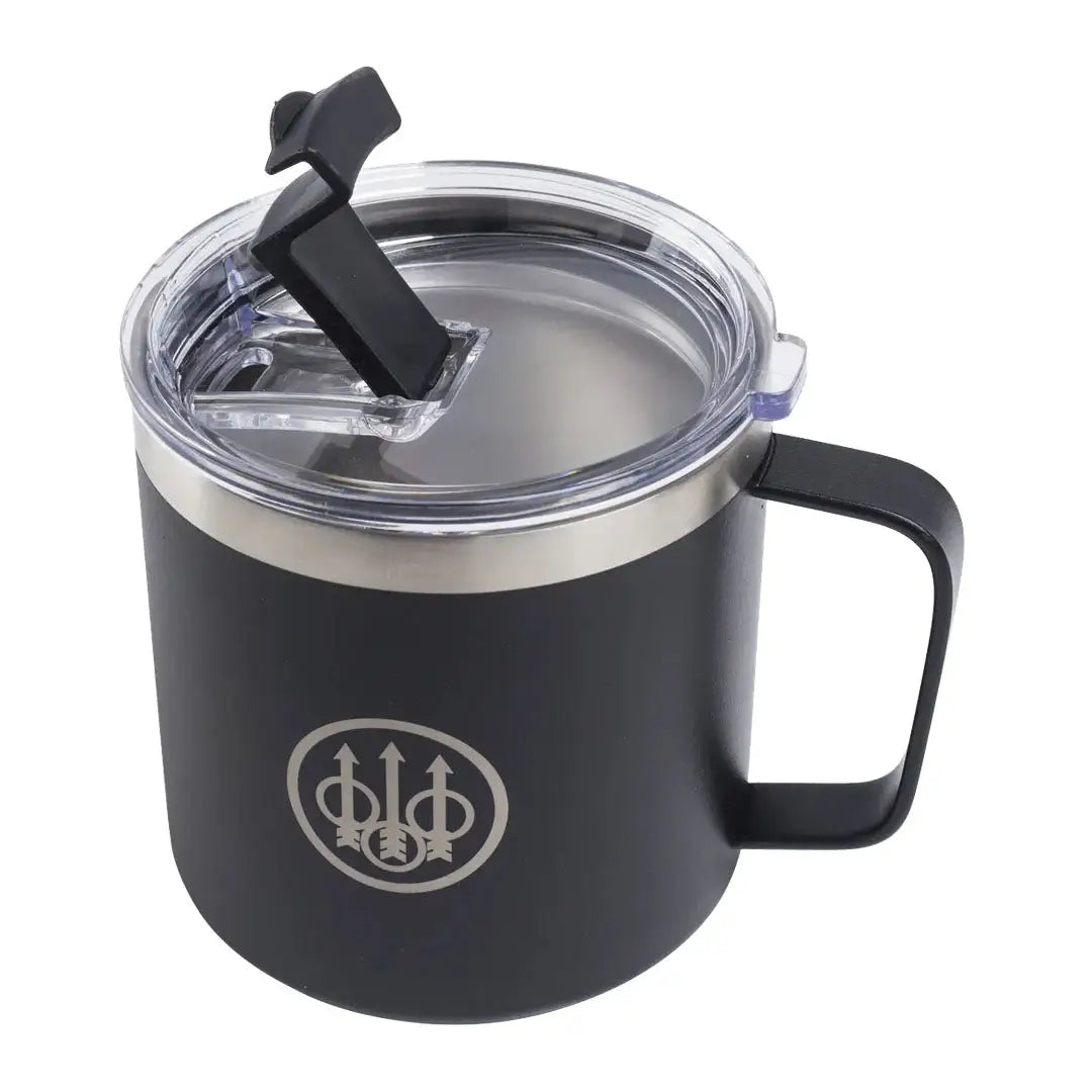 Black Beretta Coffee Mug with Lid and Handle for country clothing and outdoor lovers