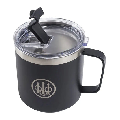 Black Beretta Coffee Mug with Lid and Handle for country clothing and outdoor lovers