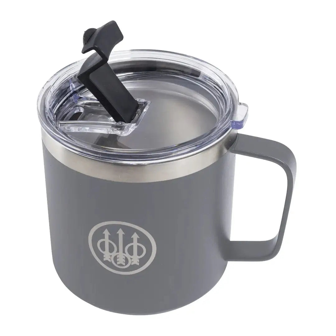 Gray Beretta Coffee Mug with lid and handle for country clothing and outdoor hunting fans