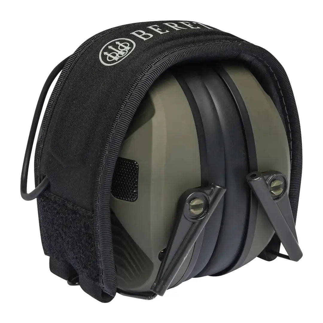 Olive green Beretta electronic earmuffs for noise reduction and outdoor shooting safety