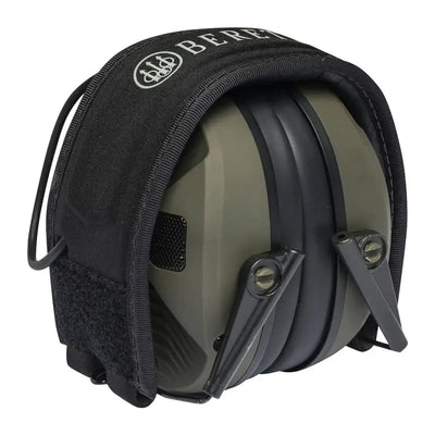Olive green Beretta electronic earmuffs for noise reduction and outdoor shooting safety
