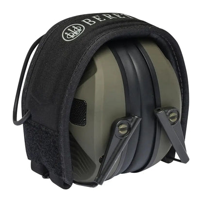 Olive green Beretta electronic earmuffs for noise reduction and outdoor shooting safety