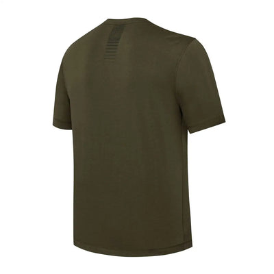 Back of Beretta Fir olive green short-sleeve t-shirt with hunting stripe detail