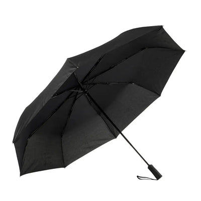 Open black Beretta Foldable Umbrella, perfect for on-the-go weather protection