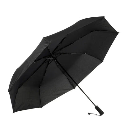 Open black Beretta Foldable Umbrella, perfect for on-the-go weather protection