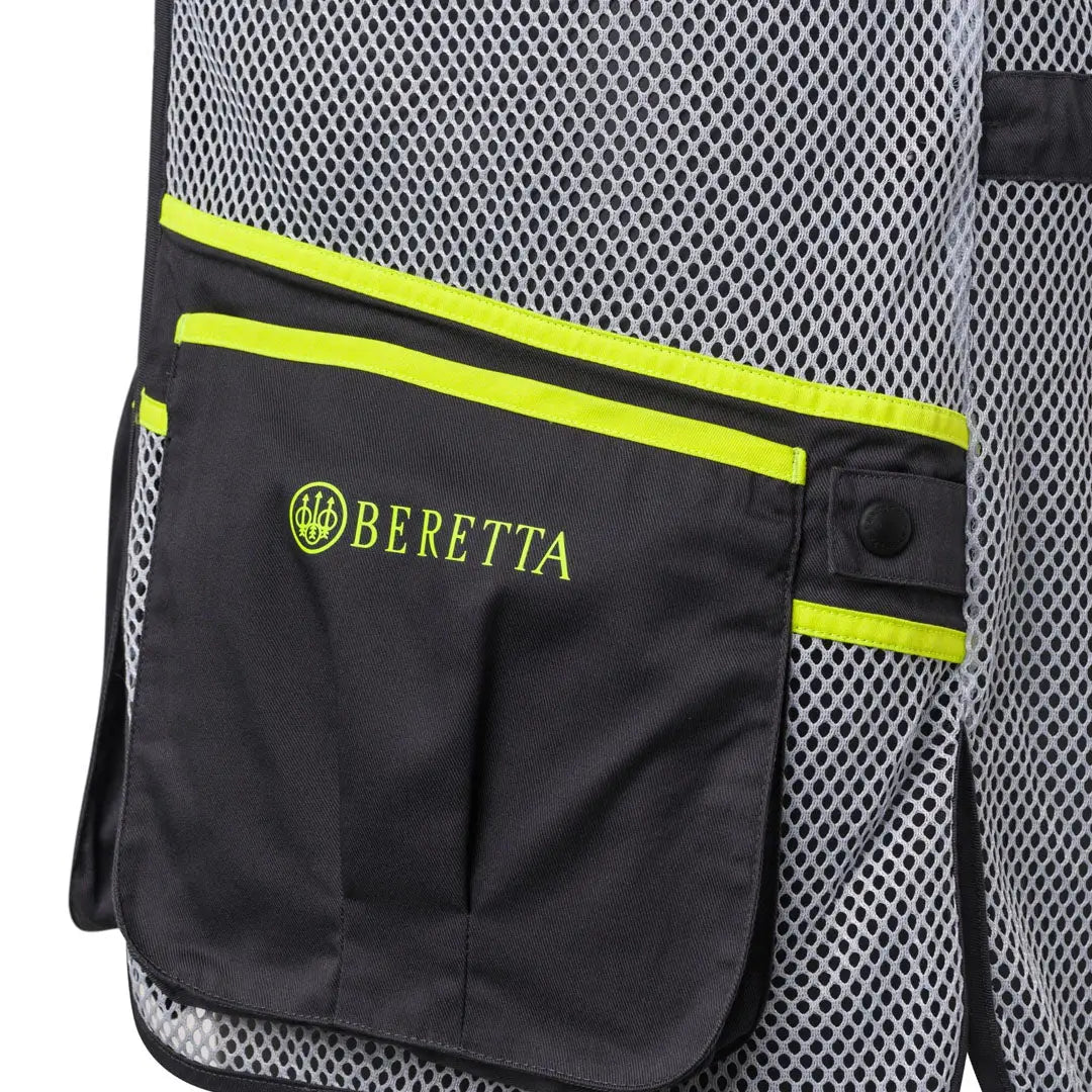 Black Beretta mesh shooting vest with neon yellow trim