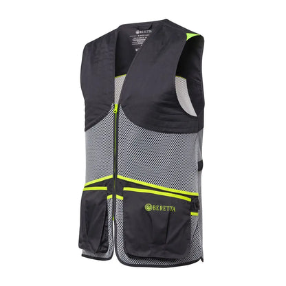 Beretta full mesh shooting vest in black gray with neon yellow accents