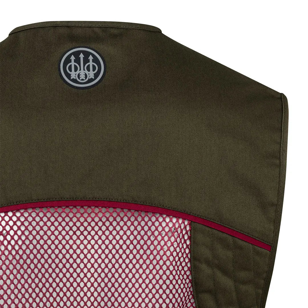Beretta olive green and magenta mesh shooting vest with logo patch