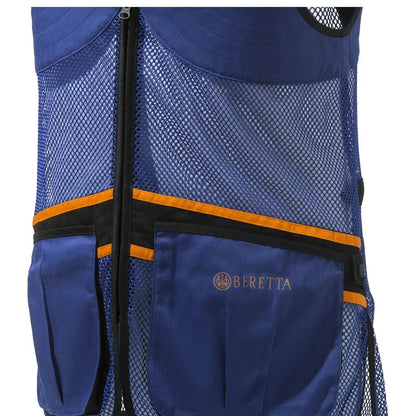 Blue and black mesh shooting vest from Beretta for comfortable shooting experiences