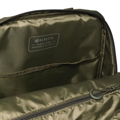 Beretta GameKeeper EVO backpack interior with olive green satin fabric