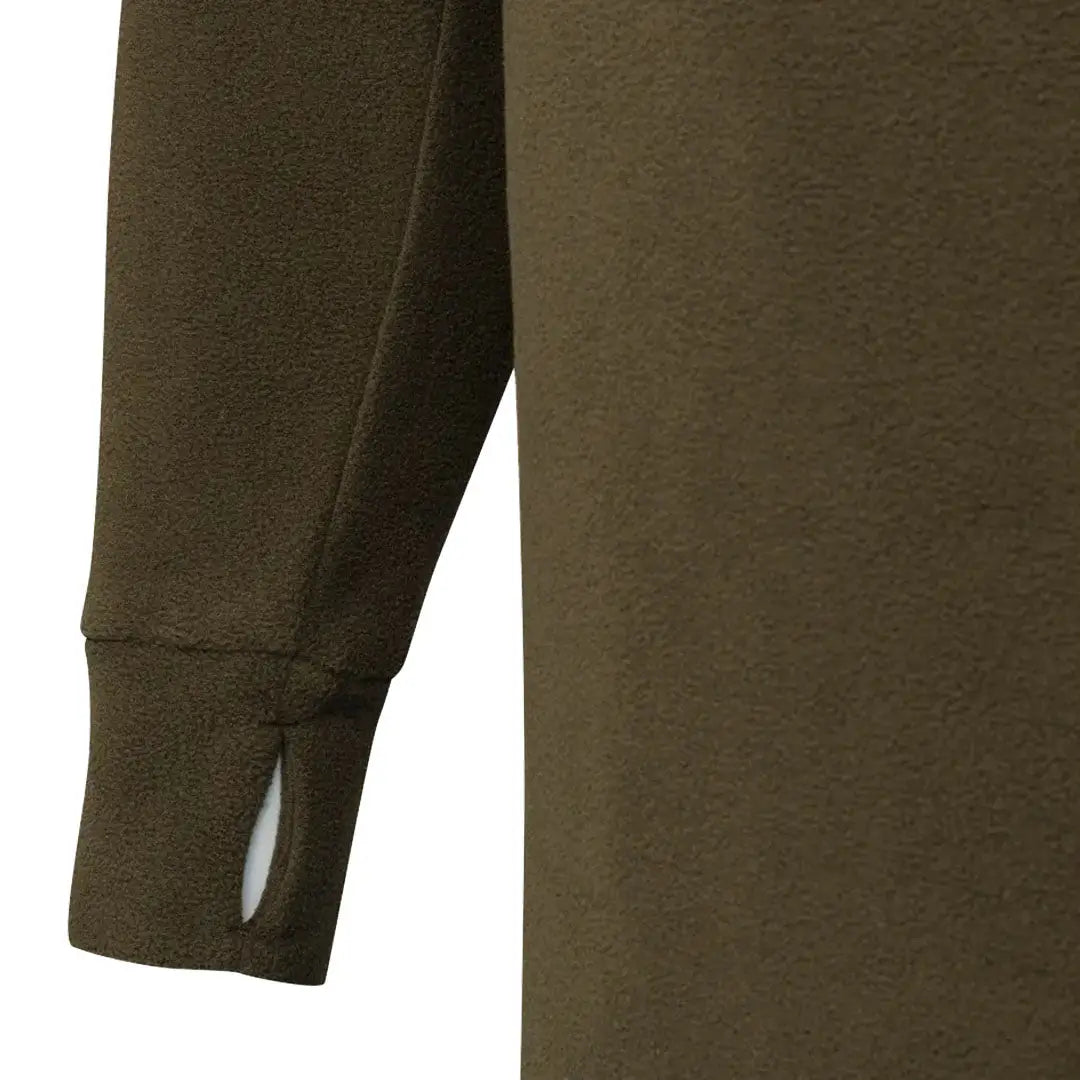 Olive green fleece sleeve with thumb hole from Beretta HP Logo Half Zip Fleece for outdoor hunting country clothing