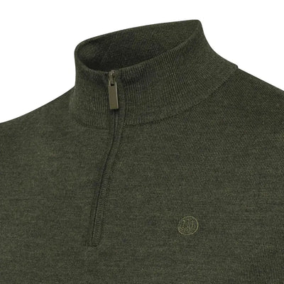 Olive green Beretta Merino Half Zip Sweater perfect for country clothing, hunting, outdoors