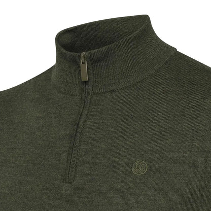 Olive green Beretta Merino Half Zip Sweater perfect for country clothing, hunting, outdoors