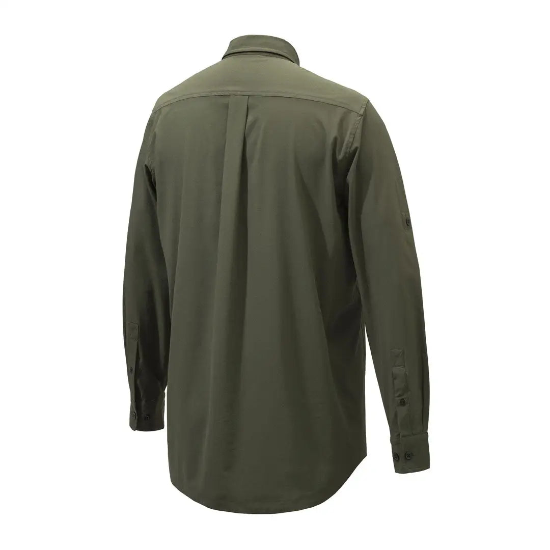 Beretta plain lightweight shirt back view in olive green