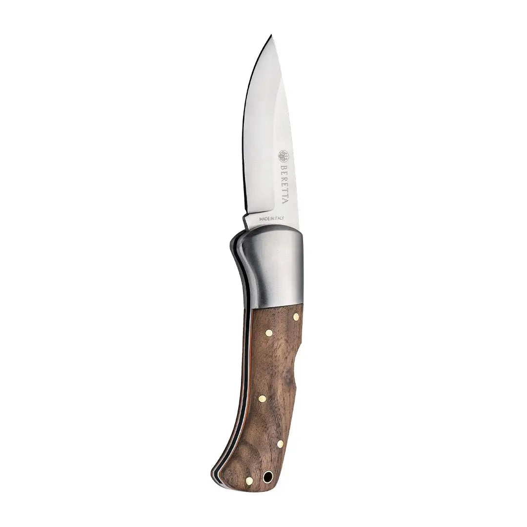 Beretta Reedbuck folding knife with silver blade and wooden handle
