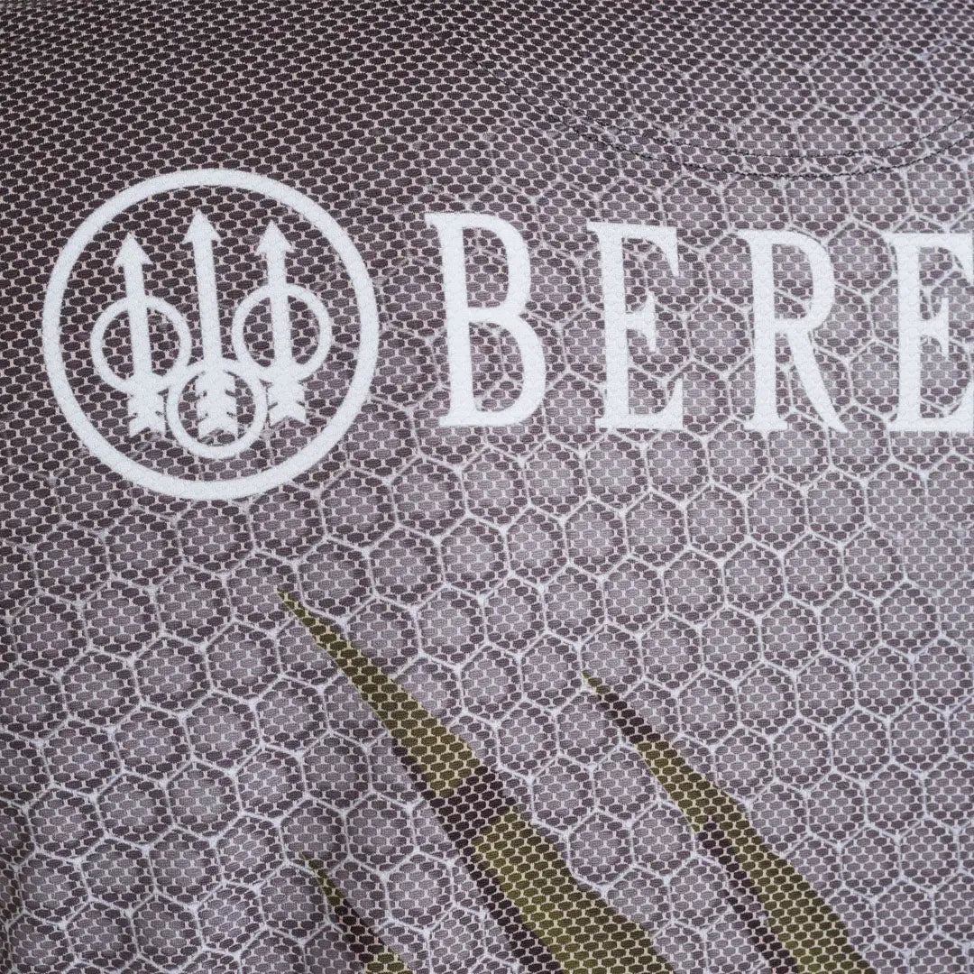 Gray mesh Beretta Rush Scratch Polo fabric with trident beret logo for hunting outdoors