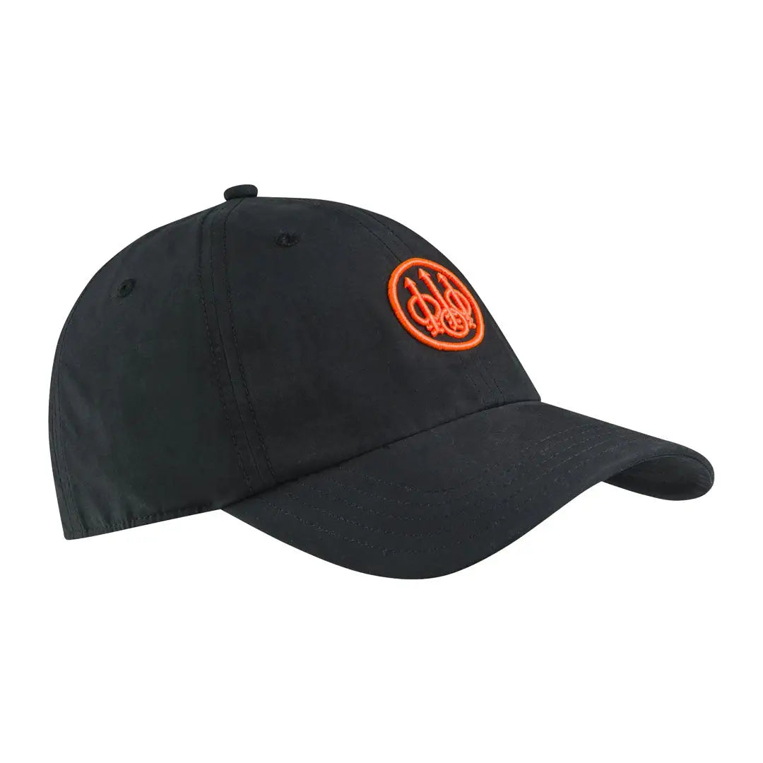 Black Baseball Cap with Orange Logo from the Beretta Sanded EVO collection