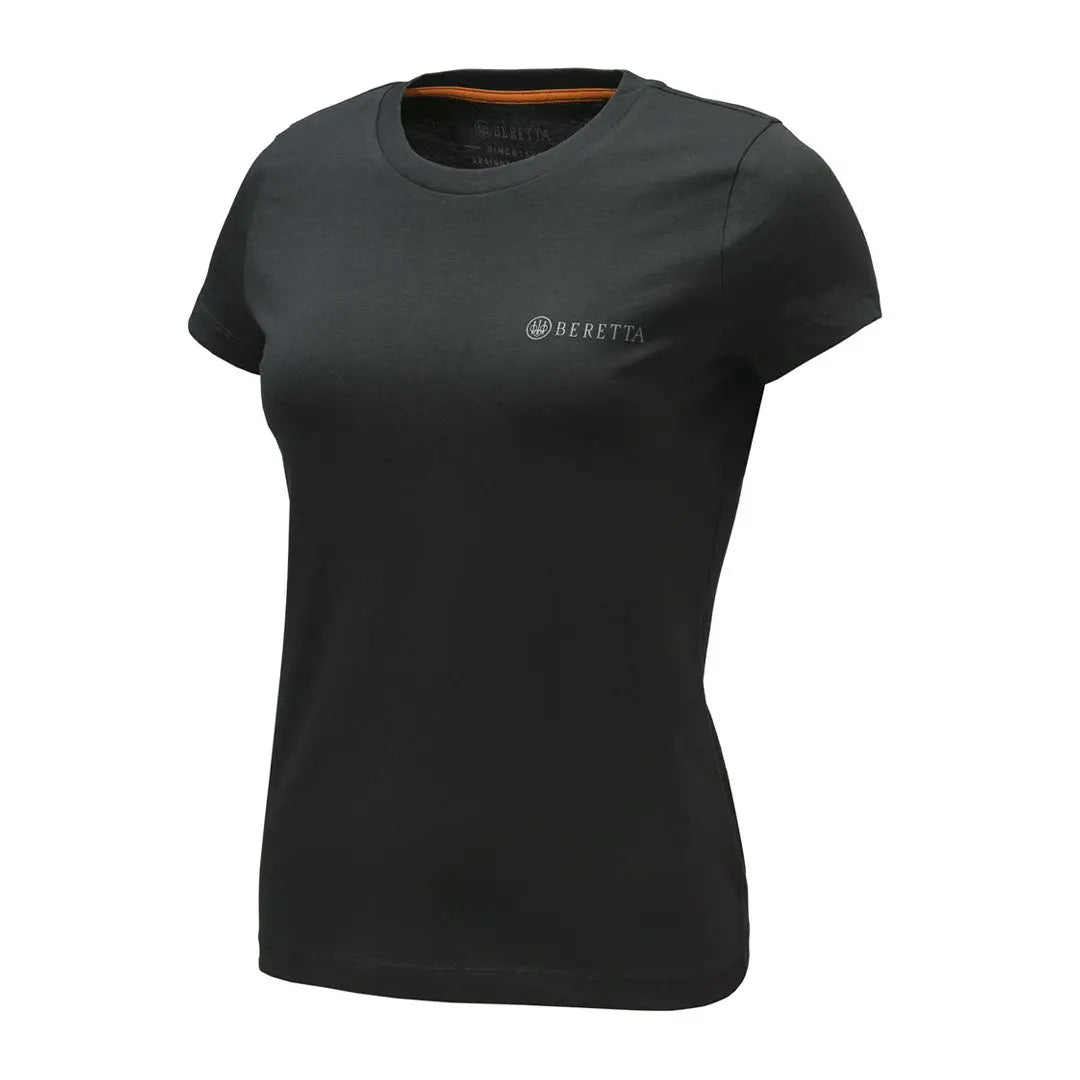 Beretta set womens black t-shirt with embroidered logo, hunting country clothing