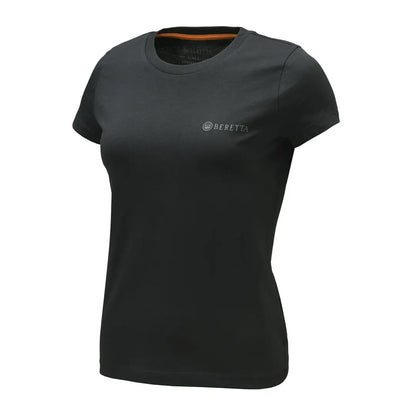 Beretta set womens black t-shirt with embroidered logo, hunting country clothing