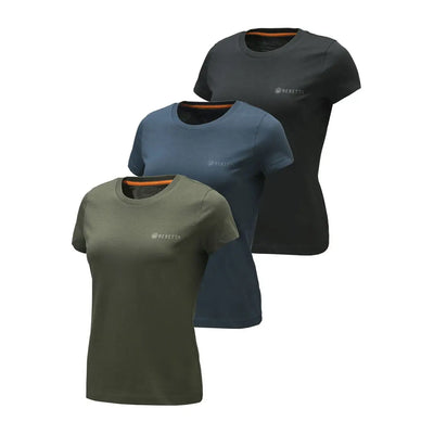Beretta set of 3 womens short sleeve t-shirts in olive blue black hunting style
