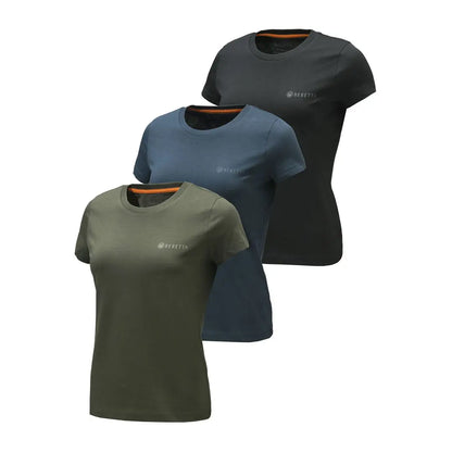 Beretta set of 3 womens short sleeve t-shirts in olive blue black hunting style