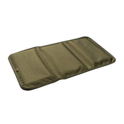 Olive green Beretta sitting pad pouch with embroidered logo, hunting country clothing
