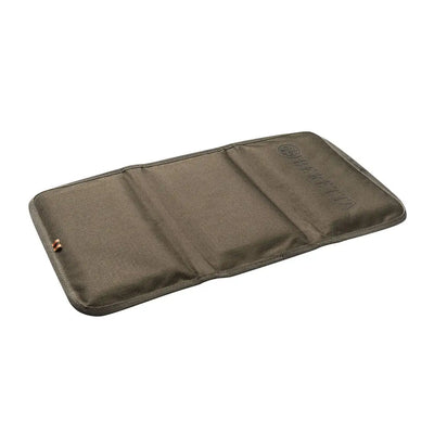 Olive green Beretta sitting pad pouch with copper zipper, hunting country clothing