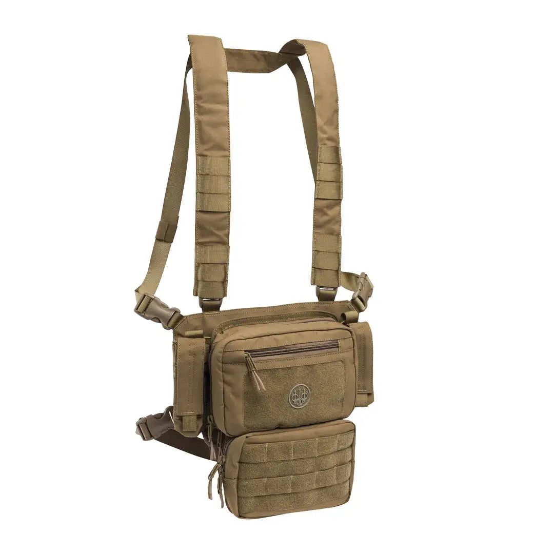 Tan tactical chest rig with multiple pouches and adjustable straps for Beretta Tactical Chest Rig