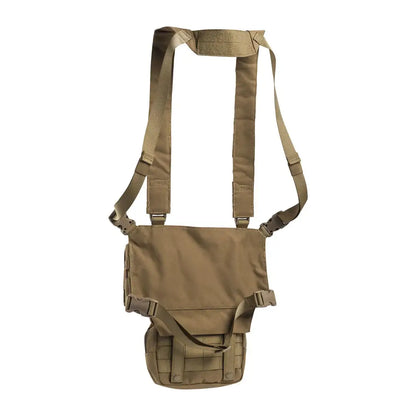 Tan modular tactical chest rig with shoulder straps and front pouch for Beretta Tactical Chest Rig