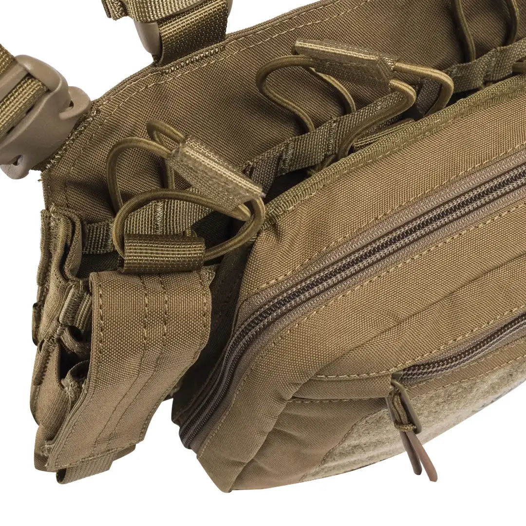 Close-up of Beretta Tactical Chest Rig with multiple compartments and webbing